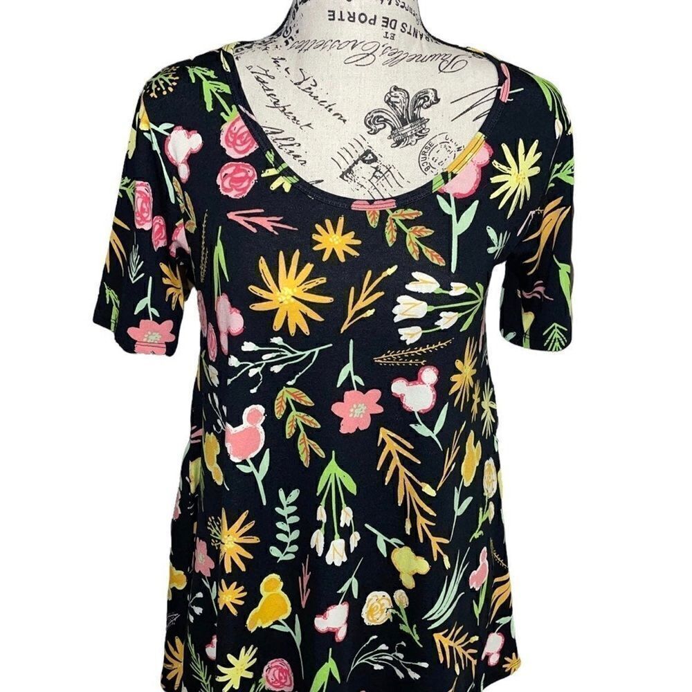 LuLaRoe XXS Perfect Tee • Disney Collection • Hidden Mickey • Side Slits • BNWT